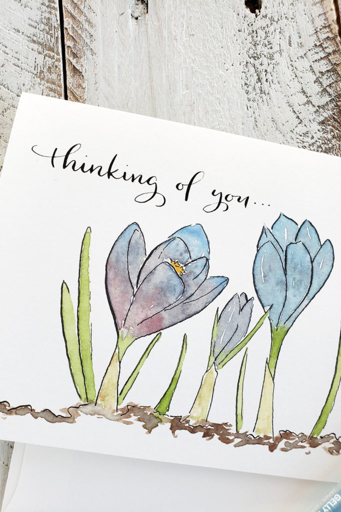 Crocus Thinking of You Watercolor Greeting Card - The Painted Pen