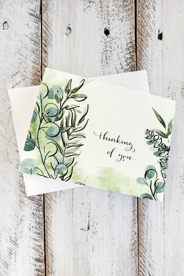 eucalyptus watercolor illustrated greeting card