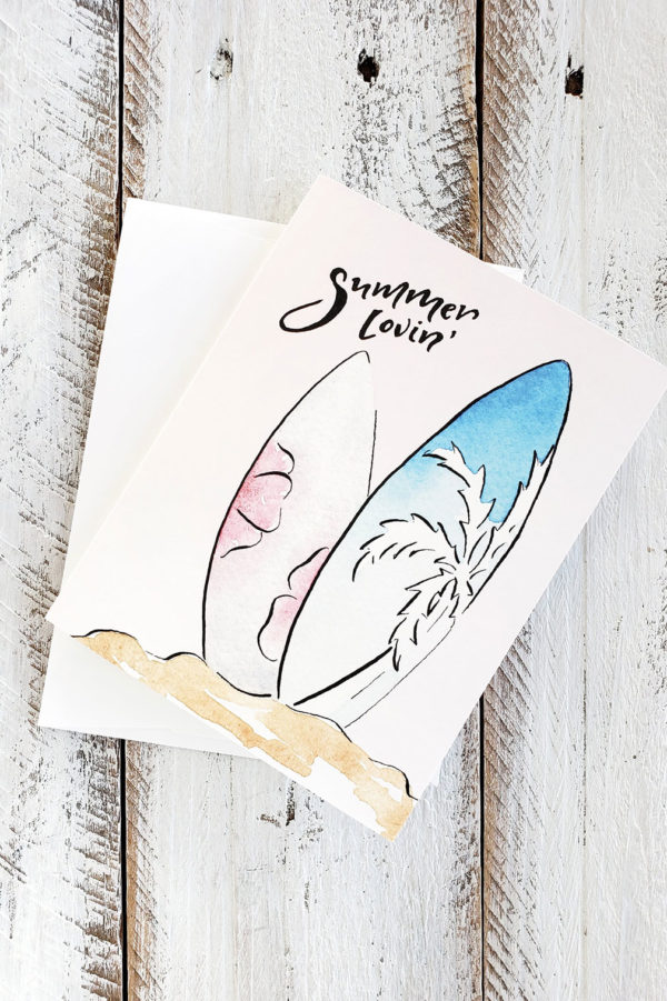 Summer Lovin' Surfboard greeting card