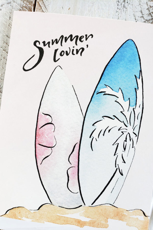 Summer Lovin' Surfboard card closeup