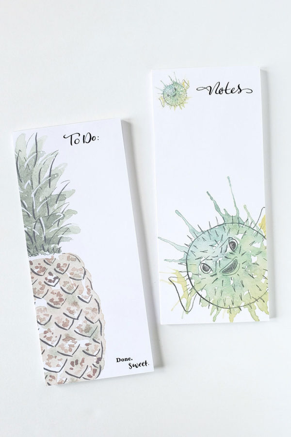 pineapple and puffer fish notepads