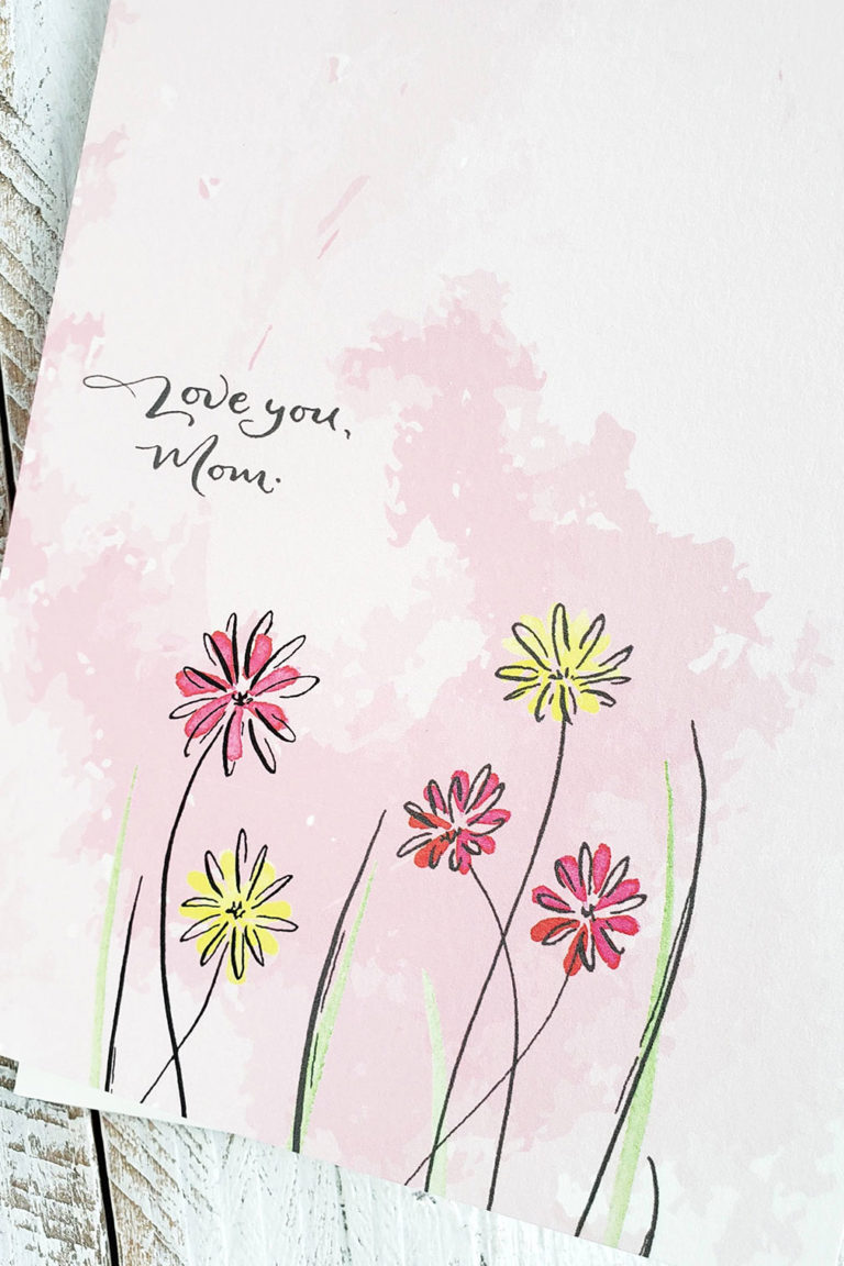 Love You, Mom Pink Floral Greeting Card - The Painted Pen