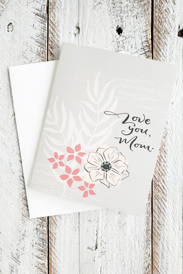 Tauple and pink love you mom greeting card