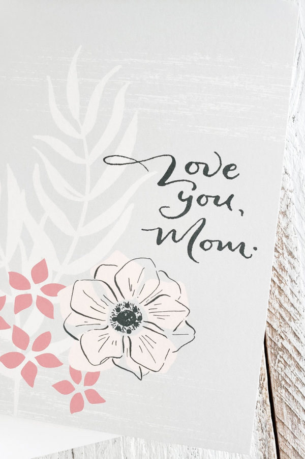 love you mom taupe greeting card close