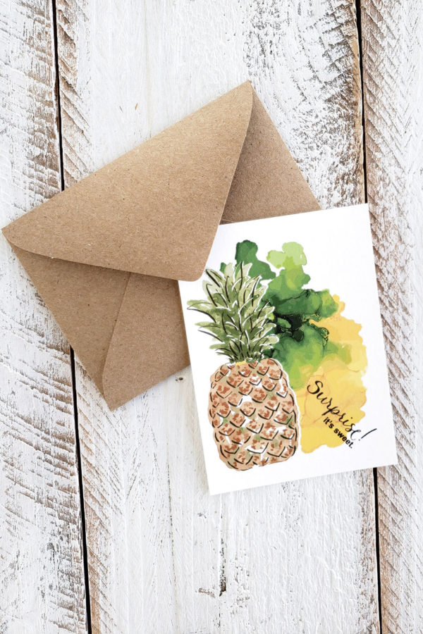 Watercolor Pineapple Surprise Mini Card