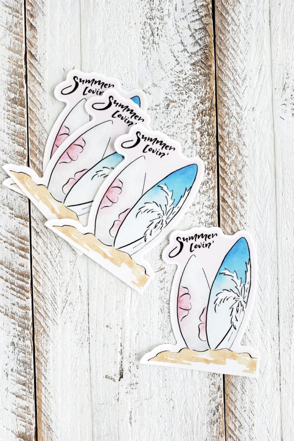 Surfboard illustrated stickers