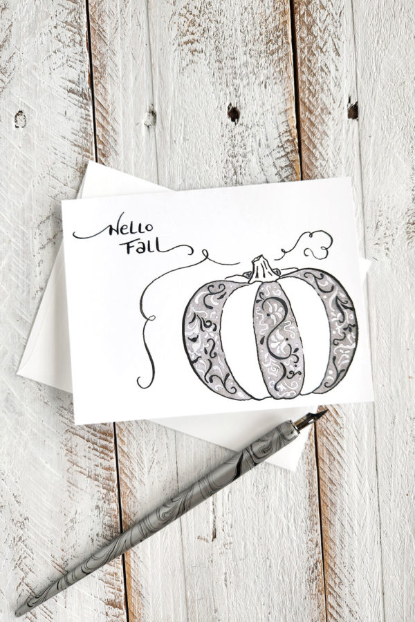 fall designed pumpkin greeting card