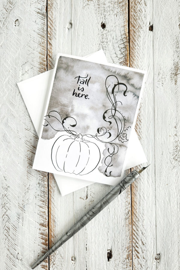 fall is here moody pumpkin greeting card