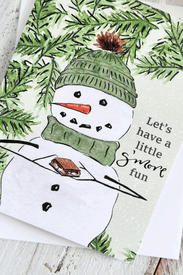 S'more fun snowman greeting card close