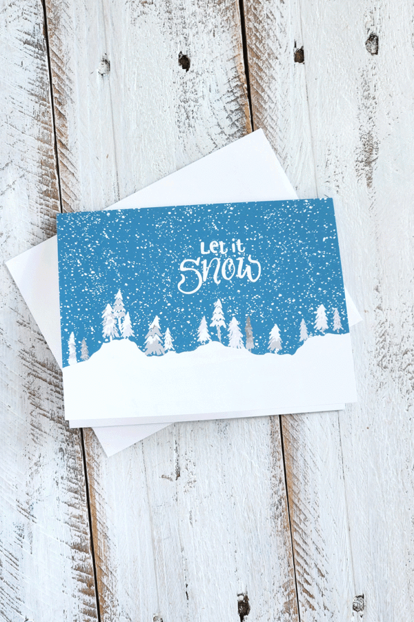 Let it snow snowy trees greeting card