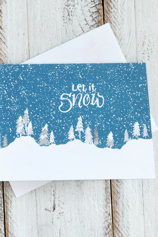 Let it snow snowy trees greeting card close