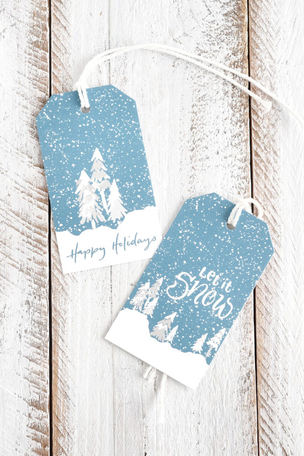 snowy trees gift tags