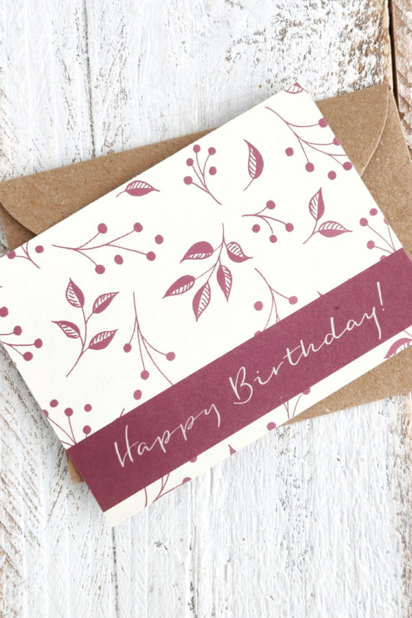 Cream and Berry Birthday mini card