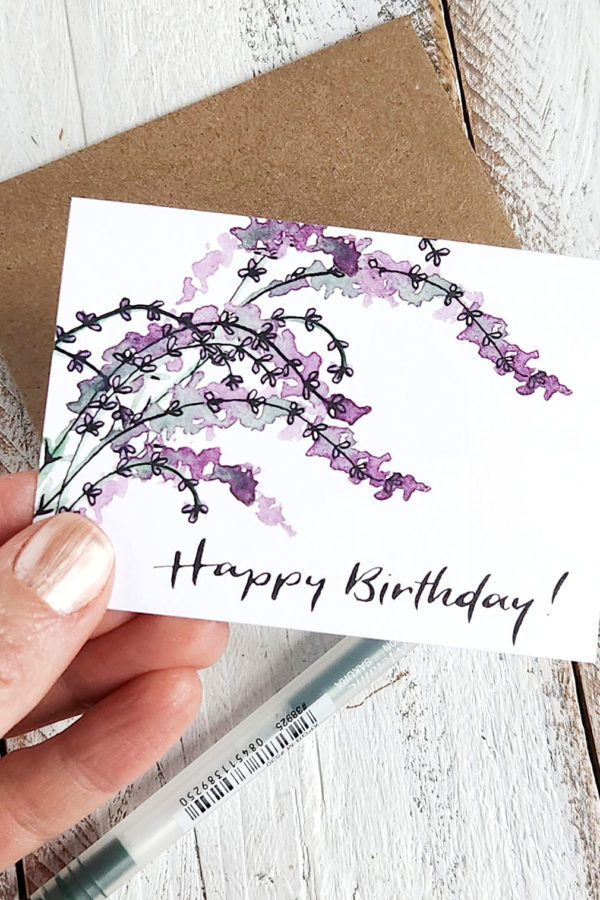 lavender birthday mini card