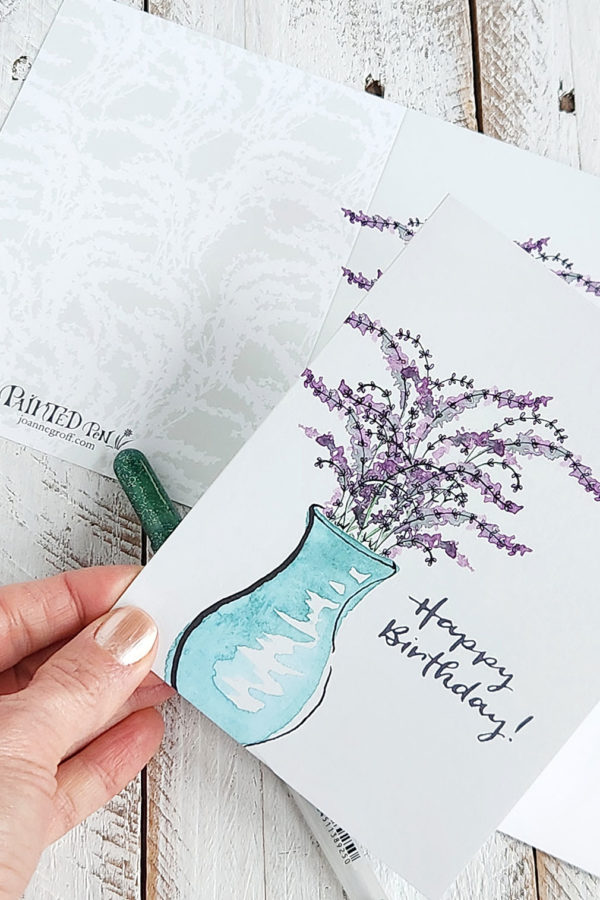 lavender happy birthday card held