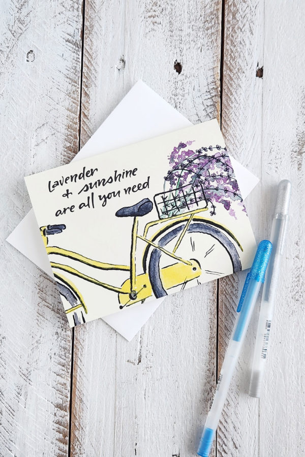 lavender and sunshine bike card