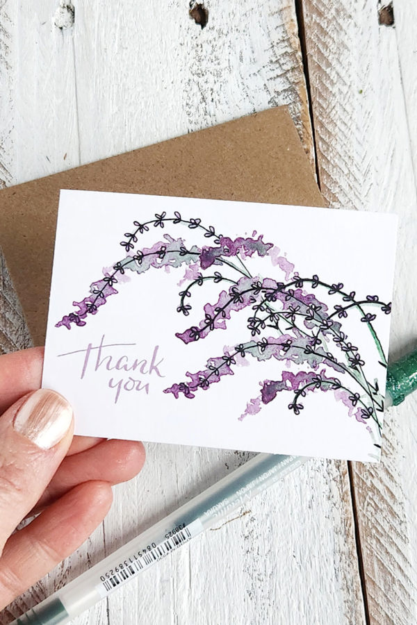 lavender thank you mini card