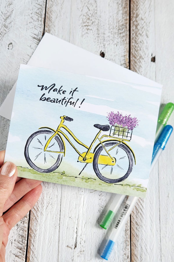 make it beautiful bike card held