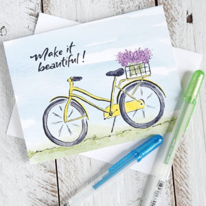 make it beautiful bike card with pens