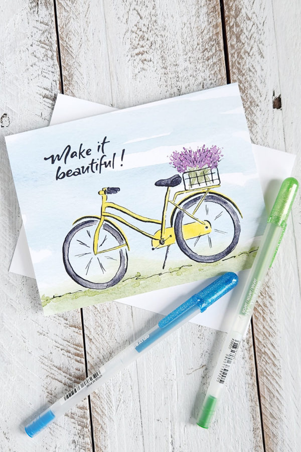 make it beautiful bike card with pens