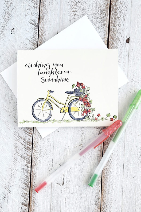 wishing you laughter and sunshine bike card