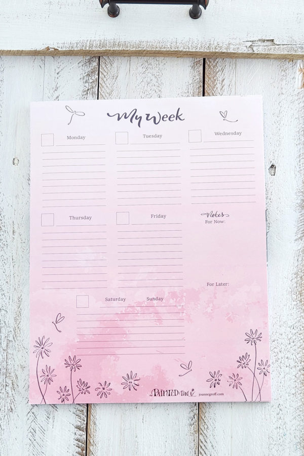 my week pink dragonfly planner sheet notebook