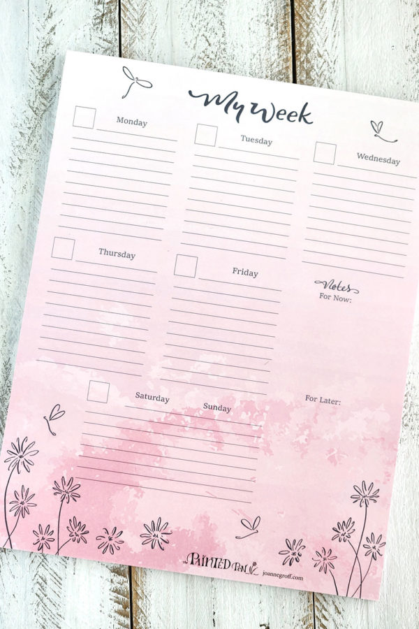 dragonfly planner sheet notepad