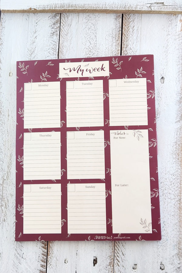Leaf and berry weekly planner sheet notebook