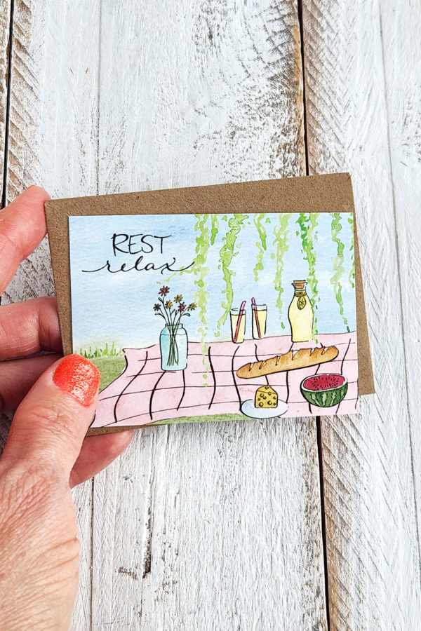 rest relax picnic mini card