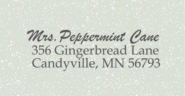 address label with snowy background