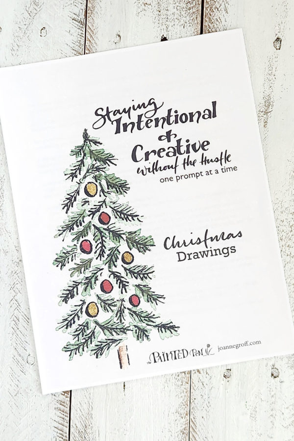 Christmas drawings art prompt worksheet cover