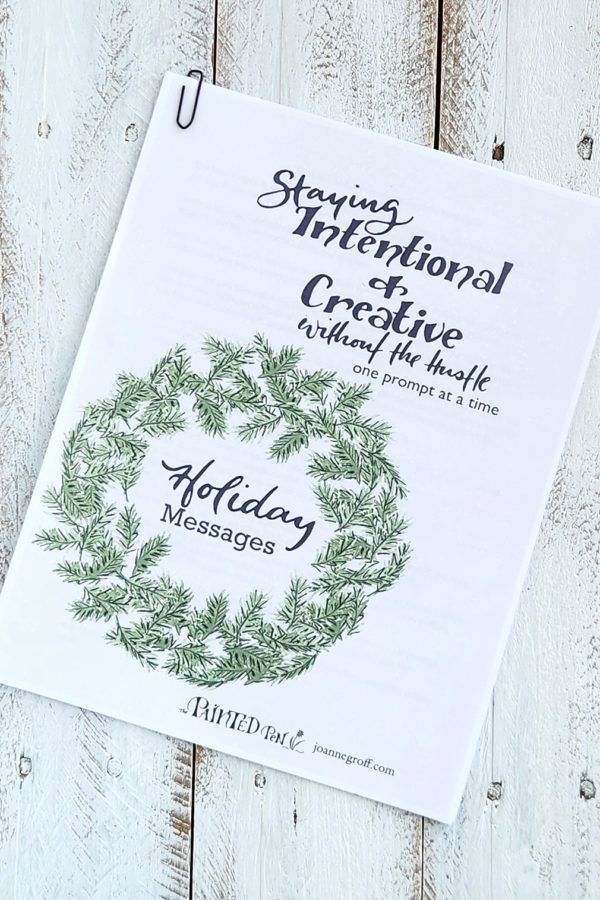 Holiday messages lettering prompt worksheet cover