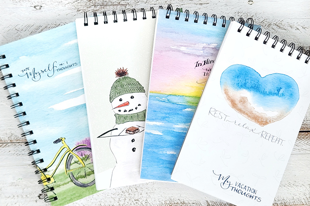 four sketchbooks in a row