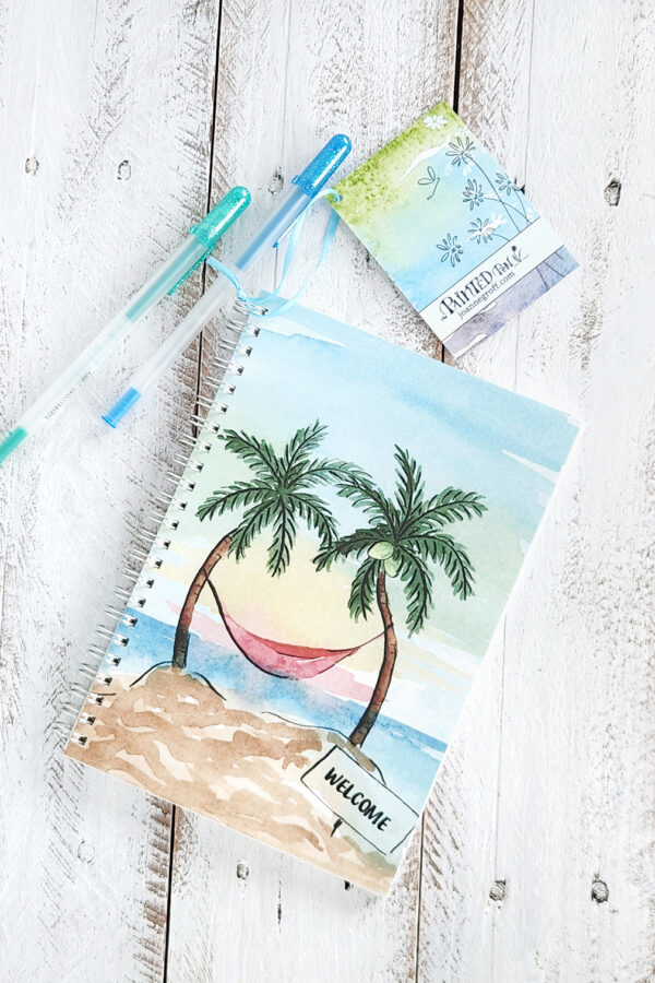 hammock palm tree notebook cover
