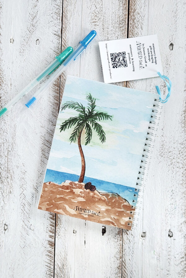 palm tree with coconuts back notebook cover