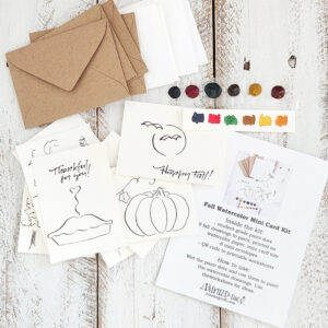 Fall mini card watercolor kit pieces