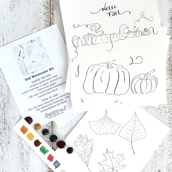 Fall watercolor kit drawings and paint