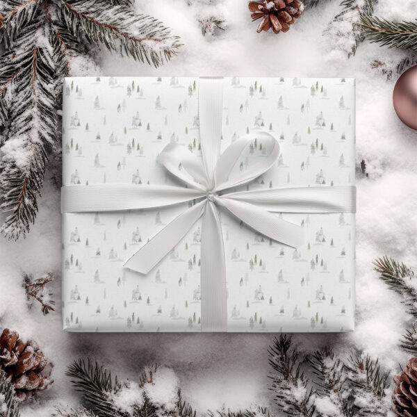 minimal snowy trees gift wrap