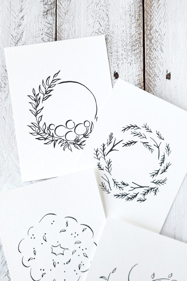 wreath drawings for the watercolor kit