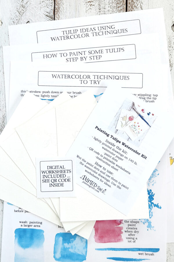 printable worksheets with tulip watercolor kit.