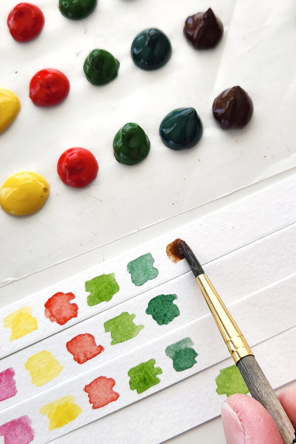 Watercolor kits come with optional paint dots.