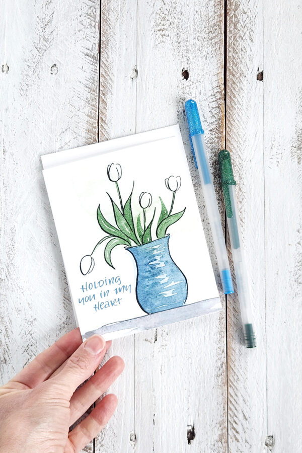 tulip sympathy card held